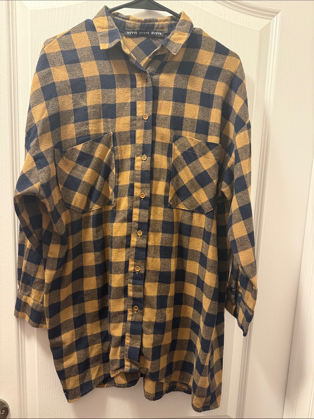 HYFVE Mustard Yellow & Navy Plaid Button-Down Shirt